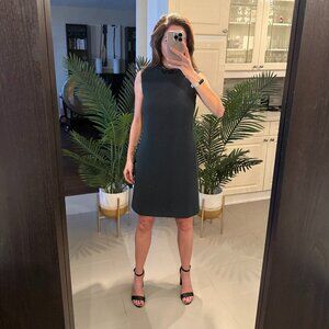 Classy Green Holiday Dress with Black Studded Neckline, Judith and Charles, US 2